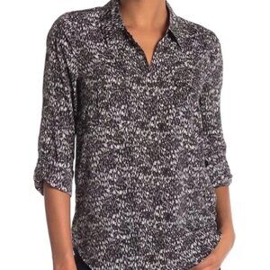 Joie Booker Two-Tone Blouse in Caviar